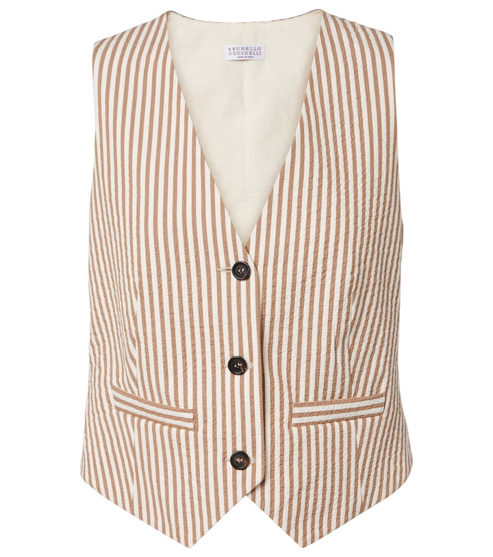 Photo: Brunello Cucinelli Striped cotton-blend vest