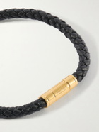 TOM FORD - Gold-Tone and Woven Leather Bracelet - Black