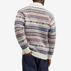 Jamieson's of Shetland Men's Fair Isle Shawl Collar Cardigan in Ecru