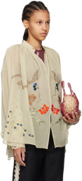 Bode Taupe Flower Study Blouse