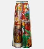Alémais Mlak printed silk twill wide-leg pants