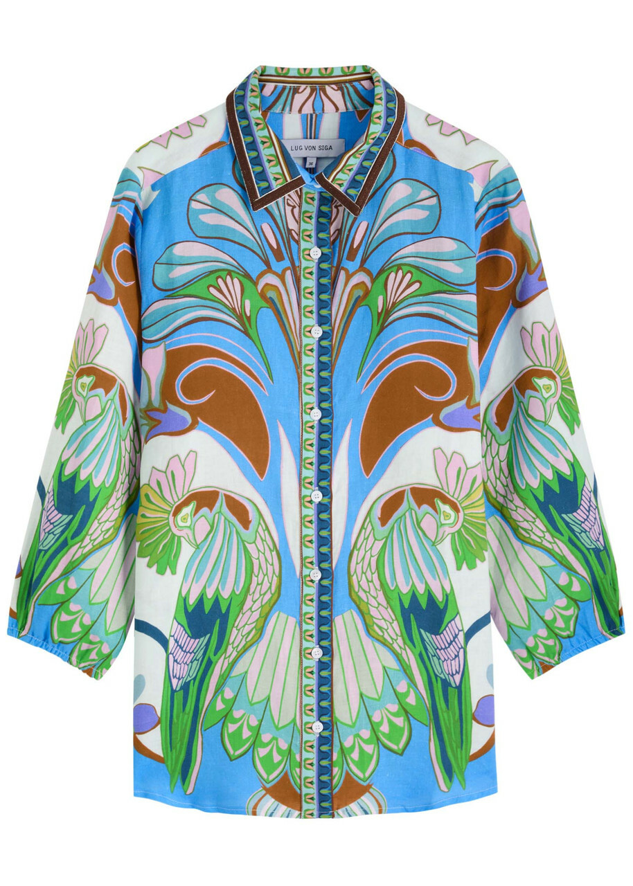 Lug Von Siga Franzie Printed Linen Shirt Blue