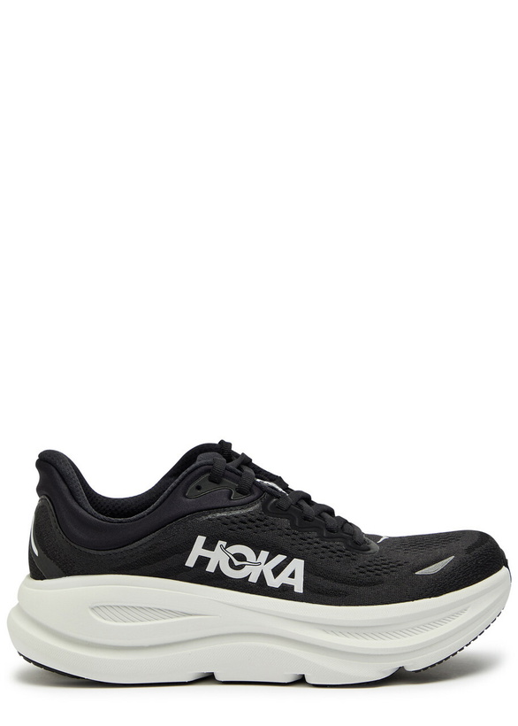 Photo: Hoka Bondi 9 Mesh-knit Sneakers Black