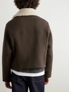 AMI PARIS - Shearling-Trimmed Wool Jacket - Brown