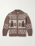 FrizmWORKS - Thunderbird Wool-Blend Jacquard Zip-Up Sweater - Brown