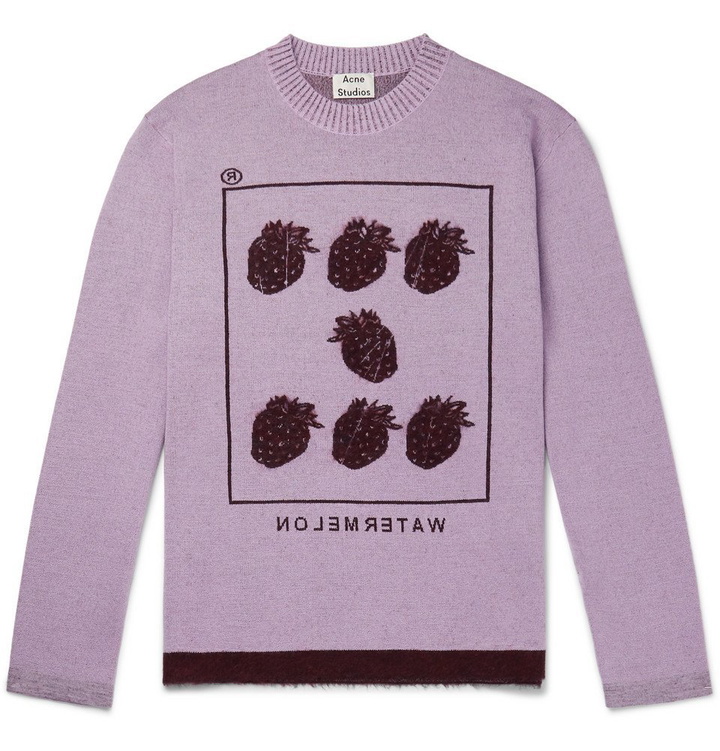 Photo: Acne Studios - Kalm Intarsia Wool-Blend Sweater - Men - Purple