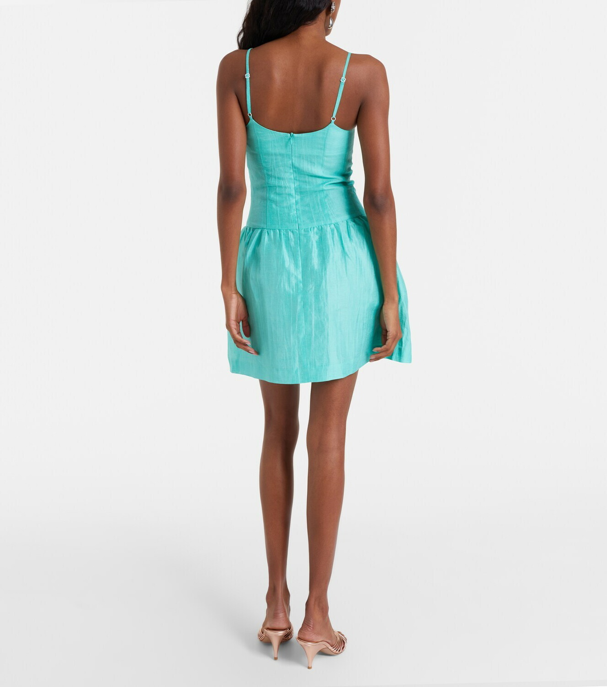 Shushu/Tong Embellished linen-blend minidress