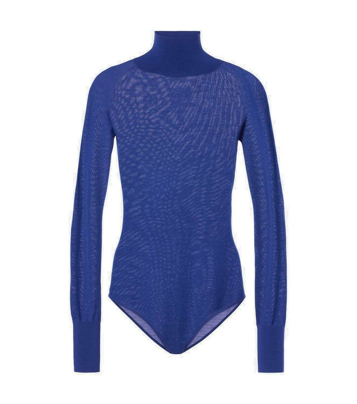 Photo: Alaïa Sheer turtleneck wool bodysuit