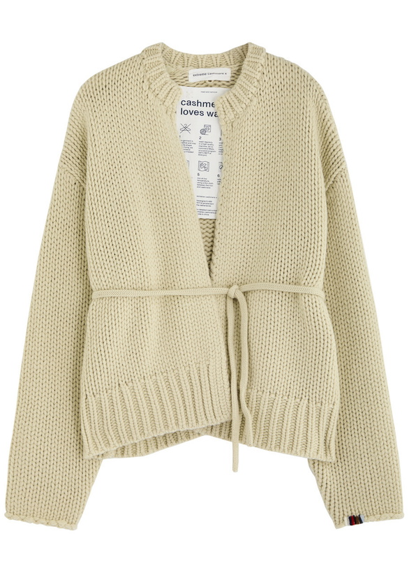 Photo: Extreme Cashmere N°384 Ginza Belted Cashmere Cardigan - Beige - One Size