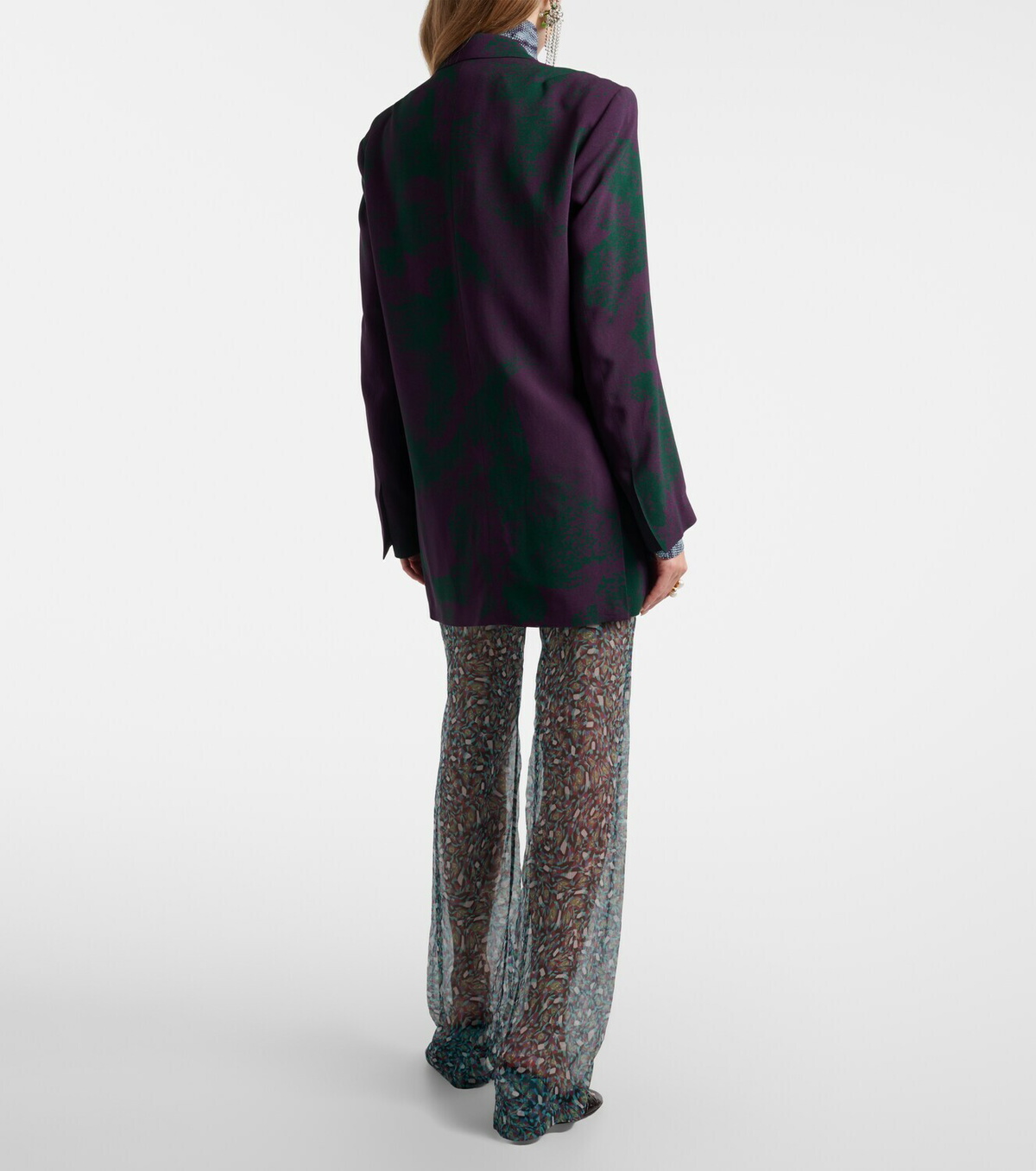 Dries Van Noten Printed sheer silk wide-leg pants