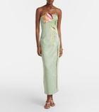 Leo Lin Marilyn floral-appliqué bustier dress