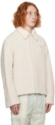 young n sang Beige & Gray Houndstooth Jacket
