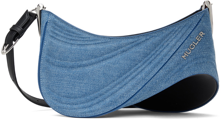 Photo: Mugler Black & Blue Medium Denim Spiral Curve 01 Bag