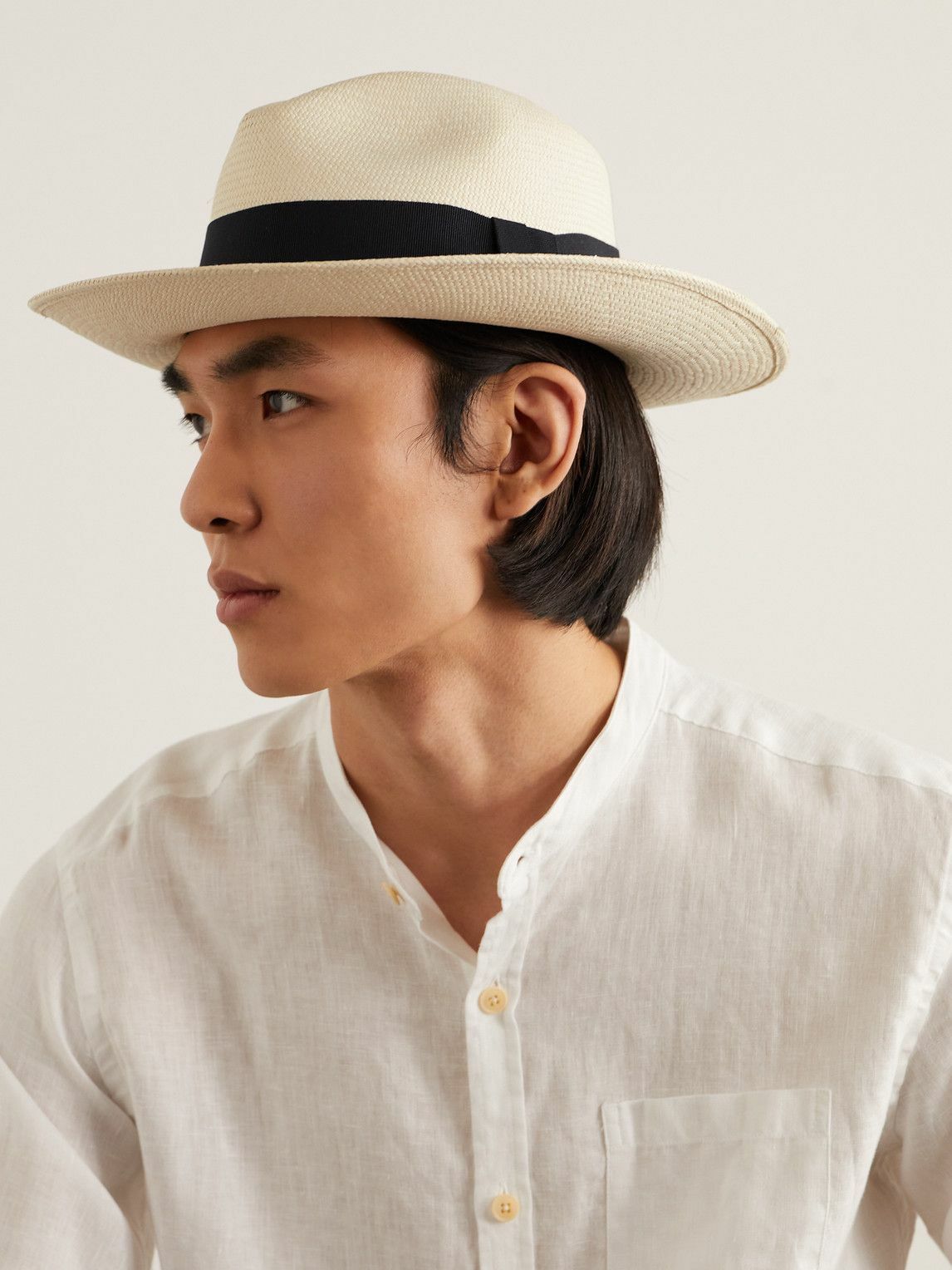Frescobol Carioca - Rafael Grosgrain-Trimmed Straw Panama Hat - Neutrals