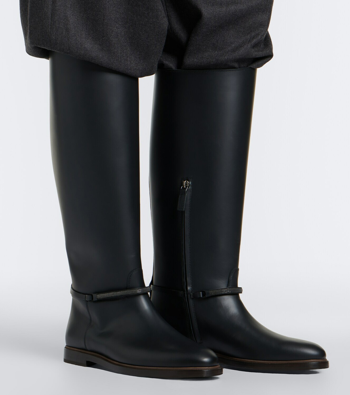 Brunello Cucinelli Monili leather knee-high boots