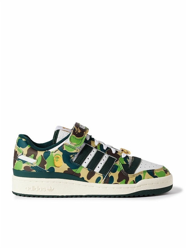Photo: adidas Originals - A Bathing Ape Forum 84 Low Embellished Printed Leather Sneakers - Green