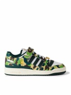 adidas Originals - A Bathing Ape Forum 84 Low Embellished Printed Leather Sneakers - Green