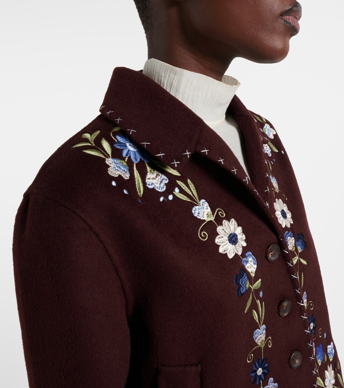 Rixo Jude embroidered wool-blend jacket