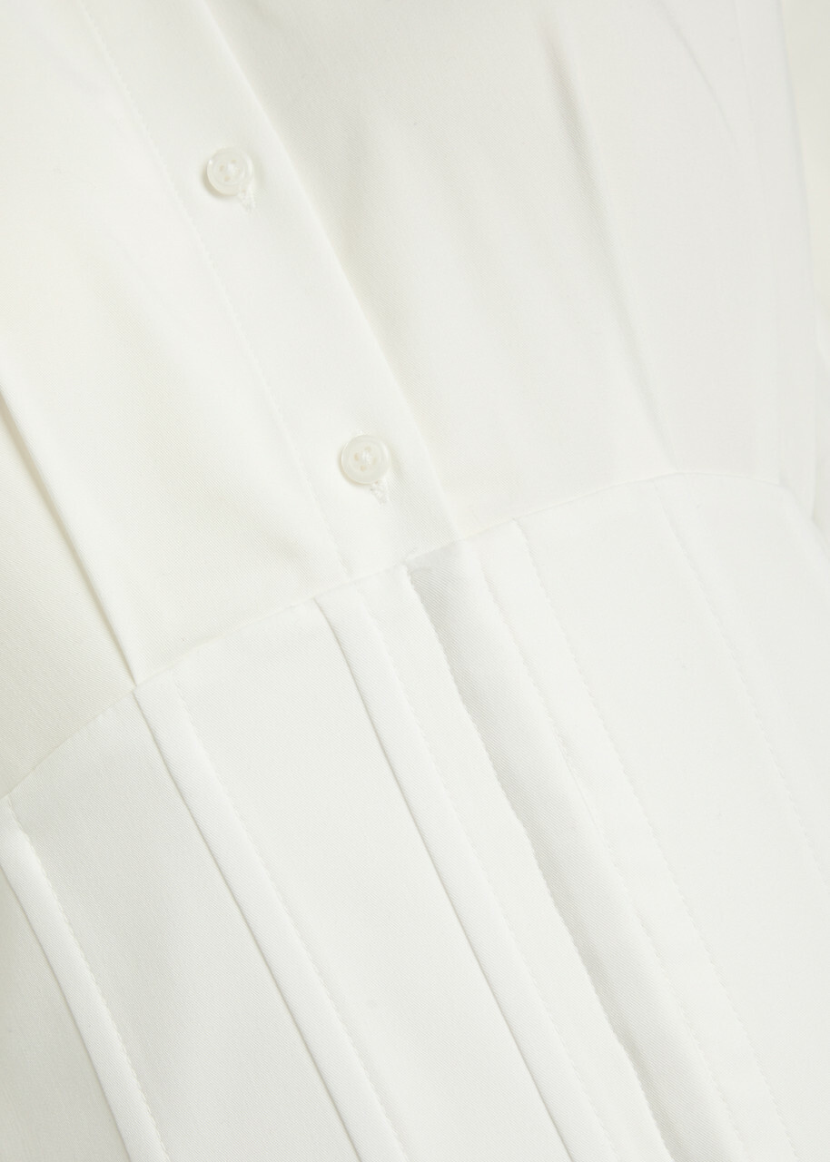 Alice + Olivia Edie Corset Jersey Midi Shirt Dress White
