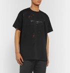 Givenchy - Oversized Distressed Logo-Print Cotton-Jersey T-Shirt - Black