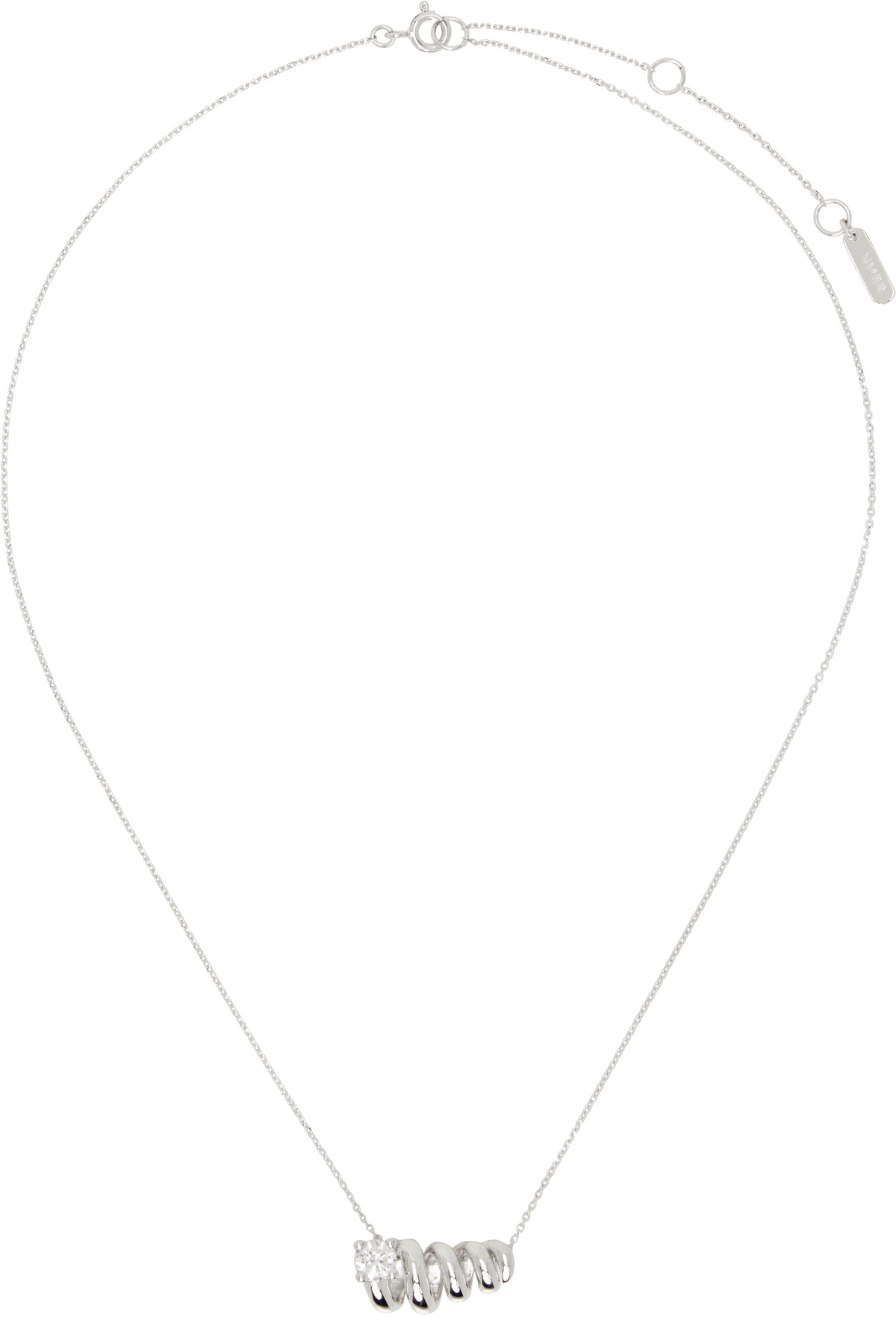 ●●NUMBERING●●Small Ribbon Neckless #7734 Numbering Silver #7734 Necklace Numbering