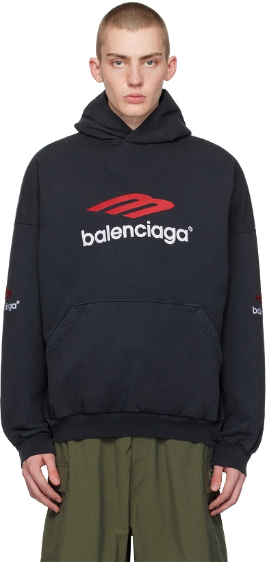 Photo: Balenciaga Black 3B Sports Icon Hoodie