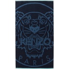 Kenzo Navy and Blue Tiger Stamp Beach Towel