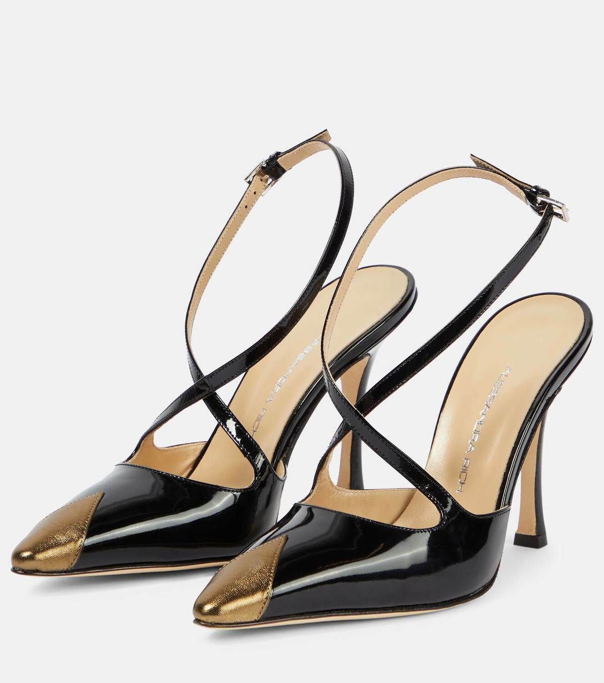 Alessandra Rich Paneled patent leather pumps