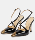 Alessandra Rich Paneled patent leather pumps
