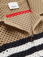 Burberry - Camp-Collar Striped Open-Knit Shirt - Brown