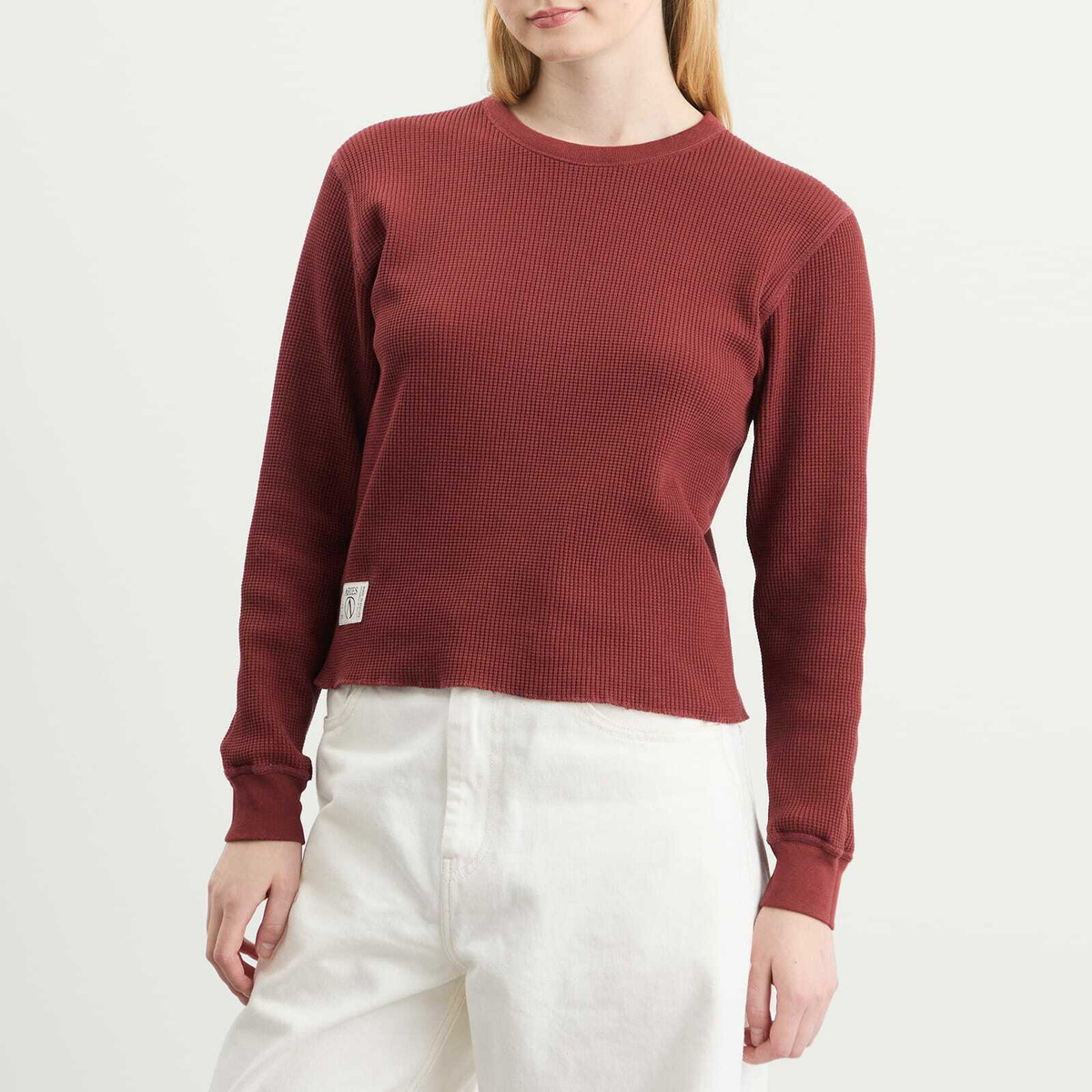 Aries Women's Reversible Long Sleeve Baby Fit T-Shirt in Burgundy 