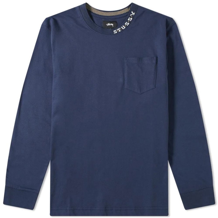 Photo: Stussy Long Sleeve Diamonds Tee Navy