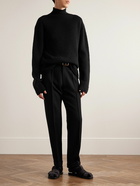 The Row - Robbie Ribbed Merino Wool Rollneck Sweater - Black