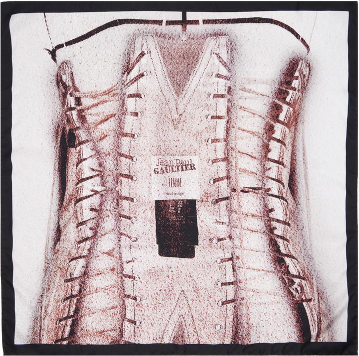 Photo: Jean Paul Gaultier Pink & Gray 'The Trompe L'oeil Corset' Printed Silk Scarf