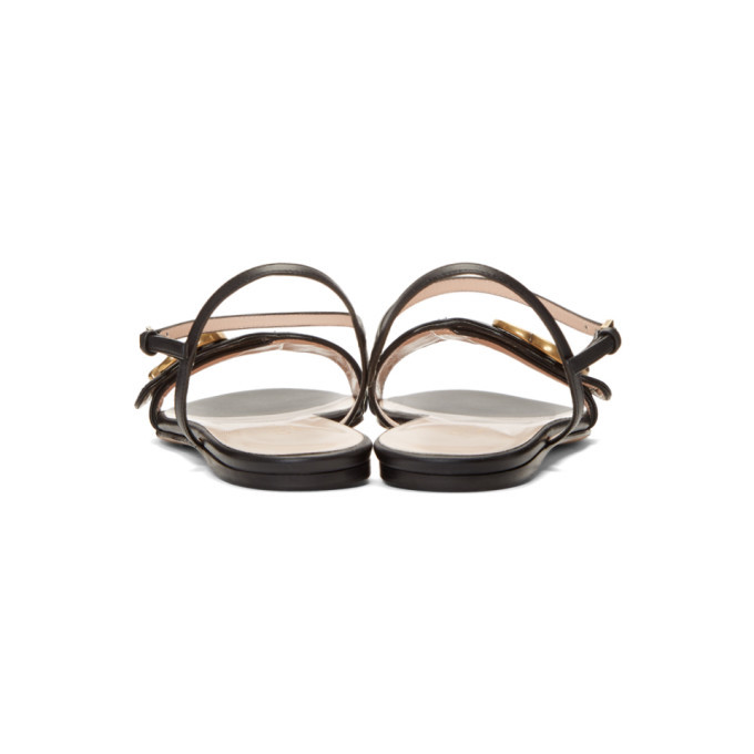 GG SANDALS 22 IN BLACK FABRIC WITH GOLD HARDWARE