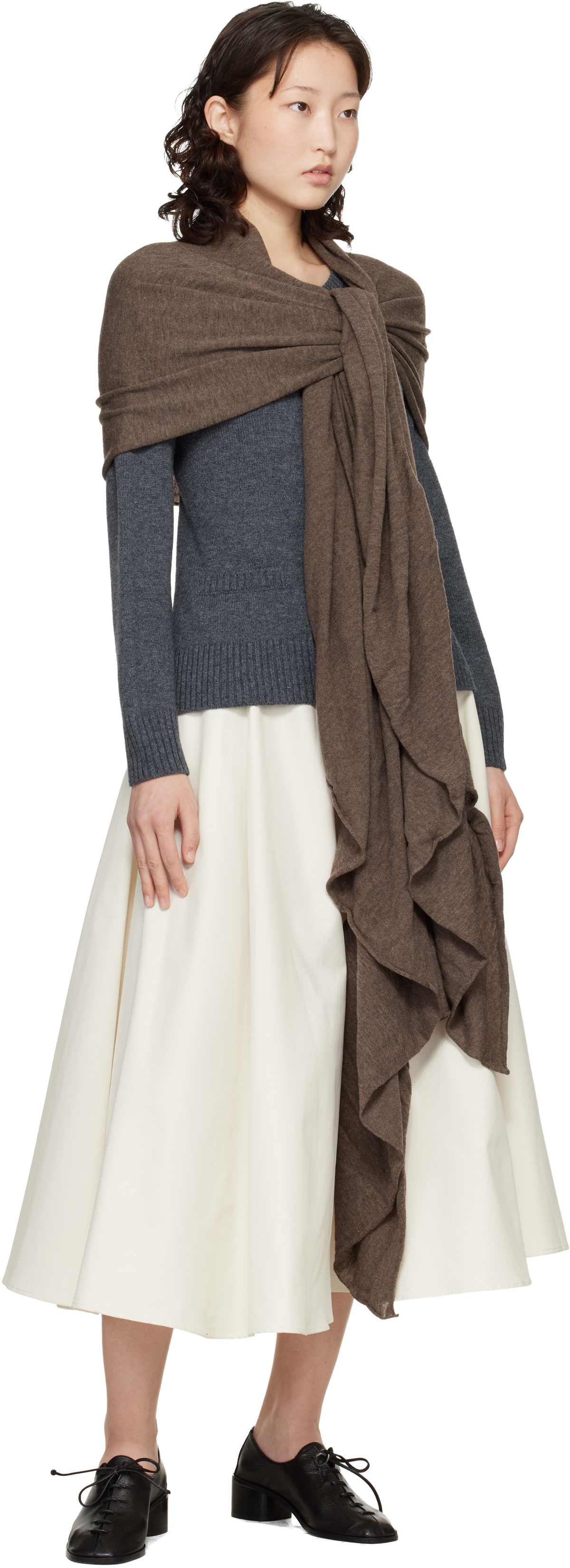 Cordera Taupe Merino Wool Shawl Scarf
