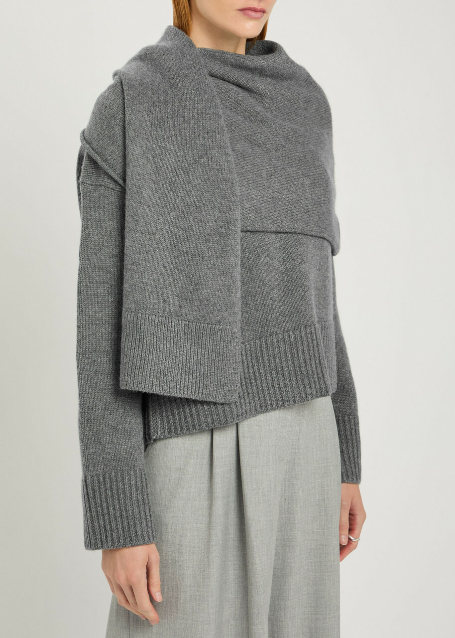 Simkhai Elson Scarf-effect Wool and Cashmere-blend Jumper Grey