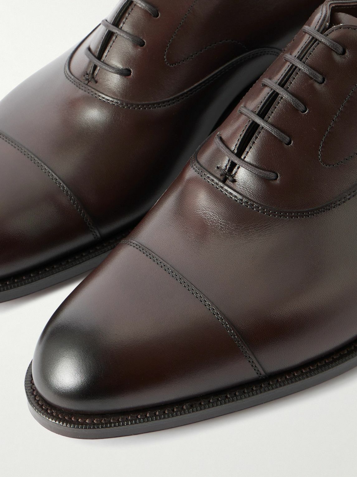 Edward Green - Chelsea Cap-Toe Burnished-Leather Oxford Shoes - Brown
