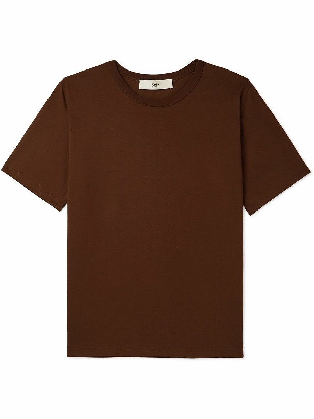 Photo: Séfr - Luca Cotton-Blend Jersey T-Shirt - Brown