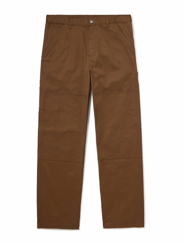 Photo: Moncler - Straight-Leg Panelled Cotton-Blend Gabardine Trousers - Brown