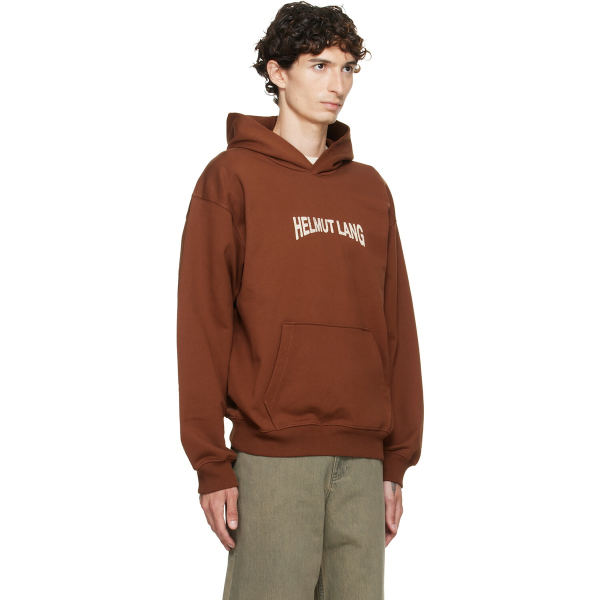 Helmut Lang Brown Ticket Logo Hoodie