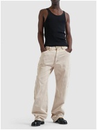 DOLCE & GABBANA - Wide Cotton Denim Jeans W/logo Plaque