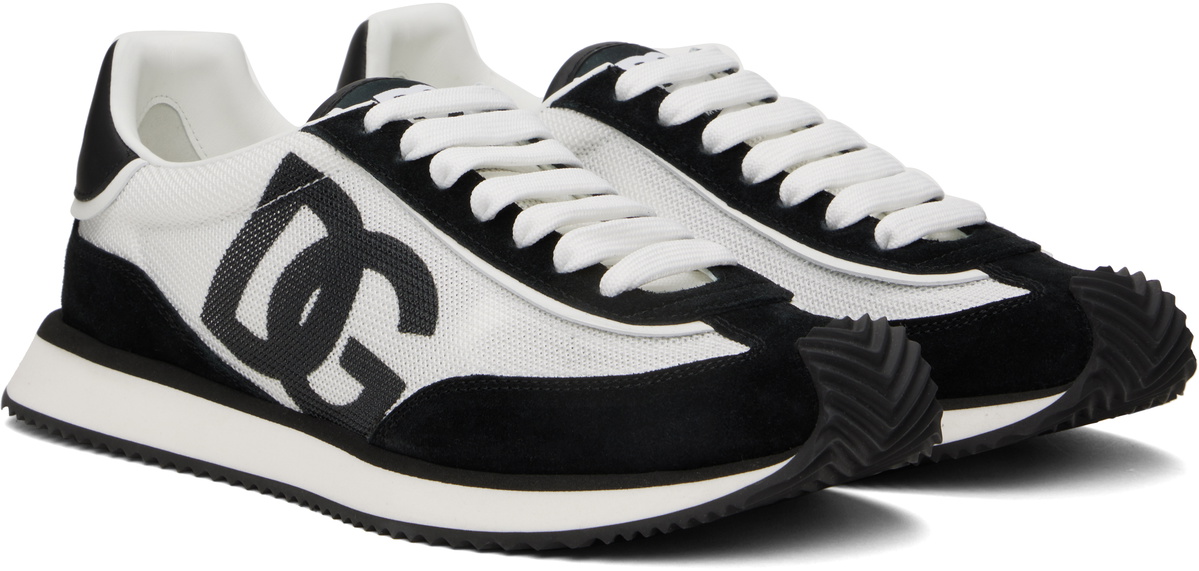 Dolce&Gabbana White & Black Mixed-Material 'DG' Cushion Sneakers