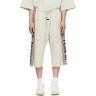 Fear of God ESSENTIALS Beige & Gray Panelled Raw Cut Off Sweat Shorts