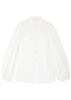 Zimmermann Golden Embroidered Ramie Blouse Ivory