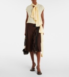 Plan C Feather-trimmed pleated wrap skirt