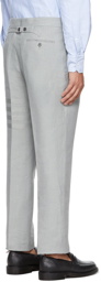 Thom Browne Grey Linen Engineered 4-Bar Trousers