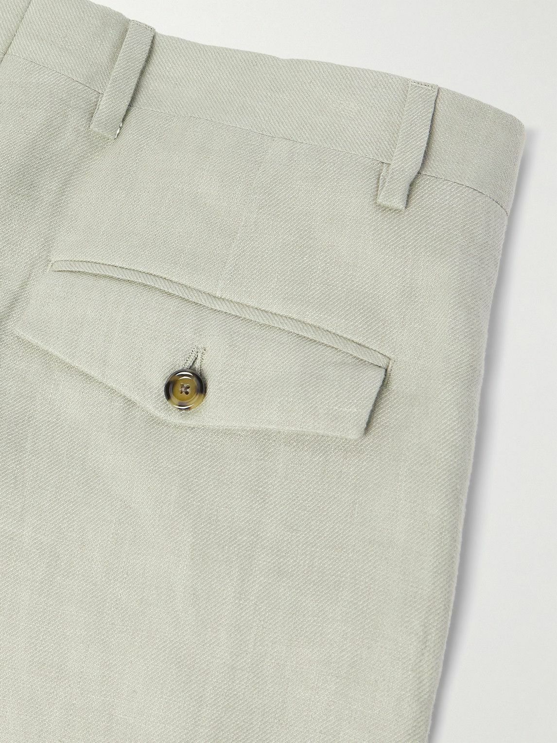Lardini - Aramis Straight-Leg Pleated Linen-Twill Bermuda Shorts - Green