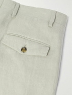 Lardini - Aramis Straight-Leg Pleated Linen-Twill Bermuda Shorts - Green