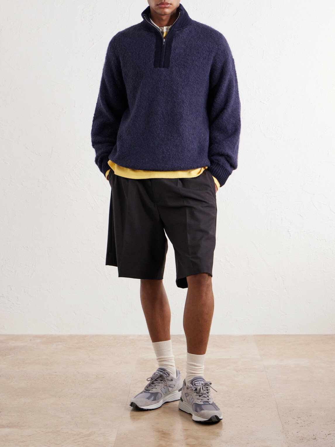 Aimé Leon Dore - Wool-Blend Felt Half-Zip Sweater - Blue
